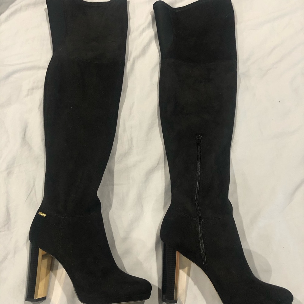 Calvin Klein Over the Knee Black Suede Boots